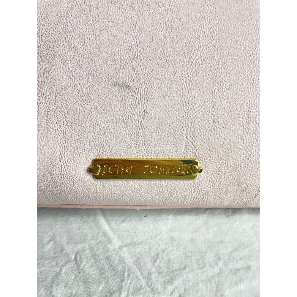 Betsey Johnson Pink Bow Studded Satchel Crossbody Bag Gold Hardware - Picture 4 of 8